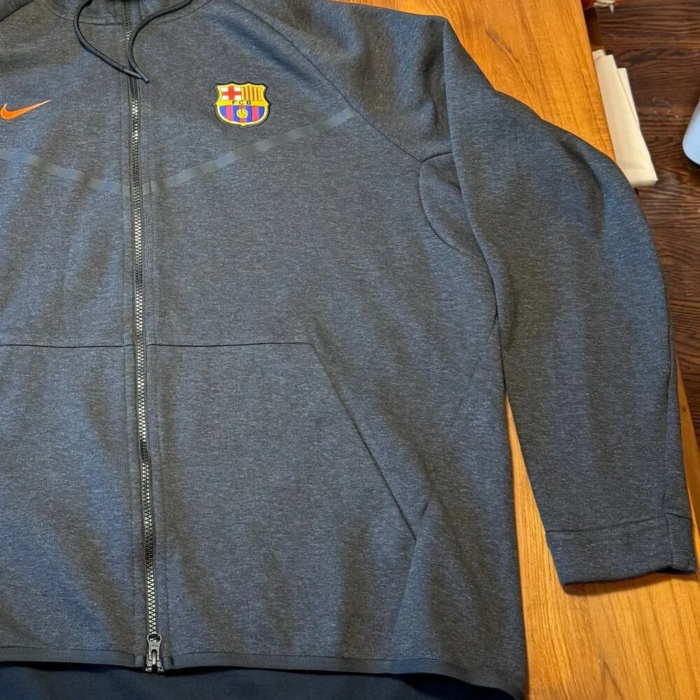 Nike FC Barcelona NSW Tech Fleece‎ Windrunner Jacket, Dark Gray, XXL